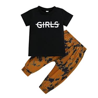 Imagem de Roupas de dinossauro para meninas, letras, manga curta, camiseta tie dye, conjunto de roupas de verão para a mamãe, Preto, 0-3 Meses