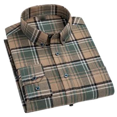 Imagem de Camisas casuais de flanela xadrez para homens outono inverno manga longa clássica xadrez camisa social roupas masculinas, Sm-01, M