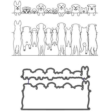 Imagem de Conjunto de carimbos e matrizes transparentes de silicone para cachorro em pé para fazer cartões, álbum de fotos em relevo faça você mesmo, artesanato decorativo