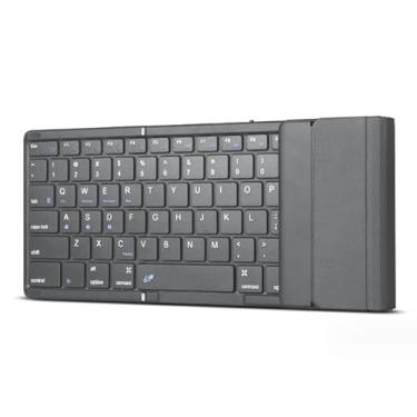 Imagem de OJelay Teclado Bluetooth dobrável de bolso portátil com touchpad – Mini teclado sem fio para Android, Windows, PC, tablet