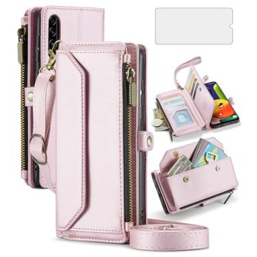 Imagem de Asuwish Capa de telefone para Samsung Galaxy A50 A50S A30S Capa carteira com zíper com protetor de tela de vidro temperado e suporte de cartão com bloqueio RFID celular A 50 50S 30S S50 50A SM A505G