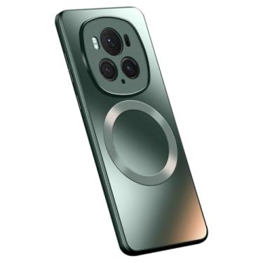 Imagem de LTLMYDAM Capa magnética para Honor Magic 6 Pro, protetor de lente de câmera embutido, fina, TPU (poliuretano termoplástico), à prova de choque, proteção antiqueda, fosco para celular, verde