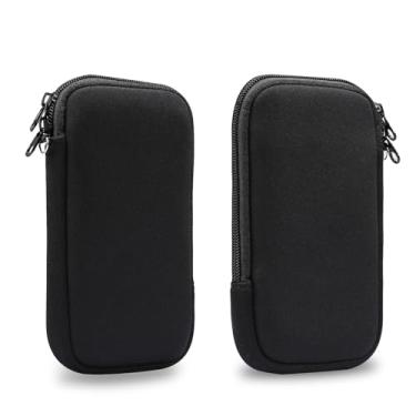 Imagem de Coldre para celular de neoprene de 5,4 polegadas, bolsa universal para pescoço com zíper compatível com iPhone 12 Mini/13 Mini/SE 2020/11Pro/XS/X/8/6, capa com alça de pescoço (preta)
