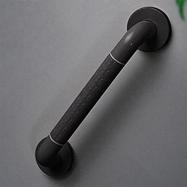 Imagem de Barras de apoio para banheiro, trilho de aço inoxidável antiderrapante para idosos e mulheres grávidas, kit completo de trilhos de suporte montados na parede, preto, 60cm