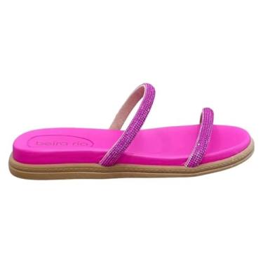 Imagem de Rasteira Beira Rio Flatform Strass Feminina - Rosa - 37