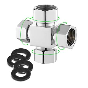 Imagem de Adaptador de encaixe de desviador de água, adaptador de conector de mangueira Add-A-Tee G1/5.1 cm para adaptador de válvula angular, braços de chuveiro, pulverizador de bidê de vaso sanitário,