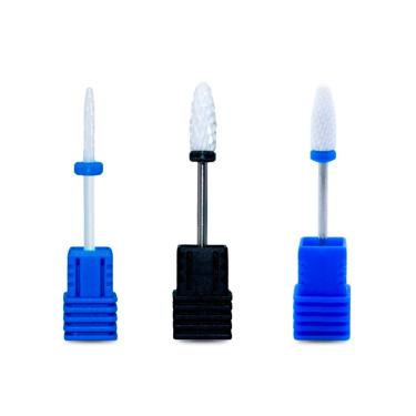 Imagem de Kit 3 Brocas de Cerâmica Unhas Gel Acrigel Fibra Acabamento
