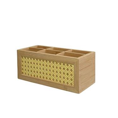 Imagem de Caixa Organizadora de Bambu e Palha Indiana 6 Nichos - Oikos