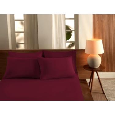 Imagem de Lençol Solteiro Malha Lisa com Elastico Vivaldi - Fio 30 Penteado - 100% Algodao (Merlot)