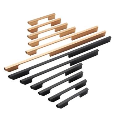 Imagem de Armário estante sapato armário vinho armário maçaneta da porta preto ouro gaveta da cozinha puxar alças para móveis, ouro 128mm