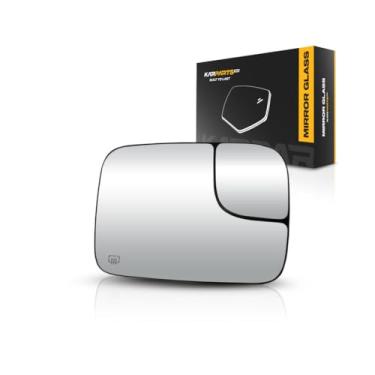 Imagem de Compatível com Dodge Ram 2500/3500 2003 2004 Vidro Espelho Lateral do Passageiro Aquecido Todos os Tipos de Cabine c/ Pacote de Reboque com Placa de Suporte Tipo de Vidro Plano Substituição Tamanho