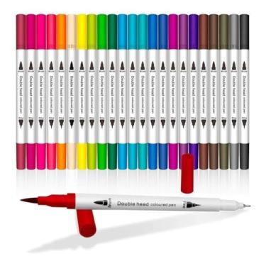 Imagem de Caneta Brush Pen Kit 36 Cores 2 em 1, Pontas Pincel e Fina, Canetinha Dupla para Lettering, Escolar, Colorir, Desenho (36)