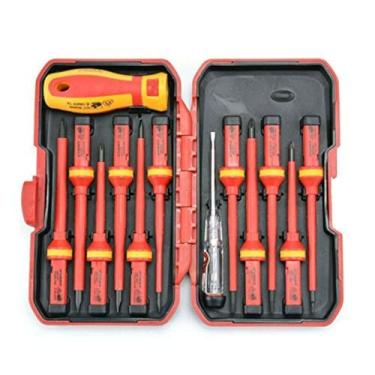 Imagem de Conjunto de chaves de fenda para eletricistas BE-Tool 1000V chaves de fenda isoladas VDE PH PZ SL TX chaves de fenda intercambiáveis para reparo (pacote com 13)