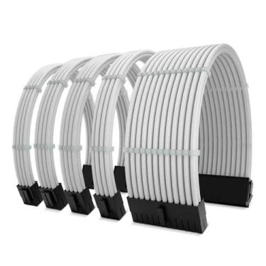 Imagem de Kit 5 cabo sleeved branco extensor fonte 1-atx 2-cpu 2-gpu - Qingsea