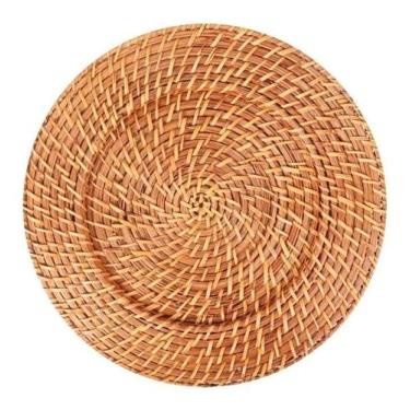 Imagem de Sousplat Jogo Americano Redondo Mundiart Rattan Bambu Marrom Claro ou 