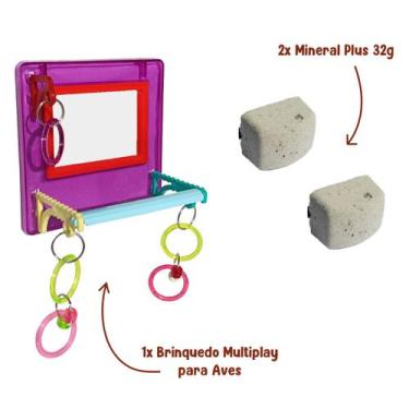 Imagem de Brinquedo Multiplay Diversão c/ Poleiro Espelho Bird Toy + 2 Bloco Min