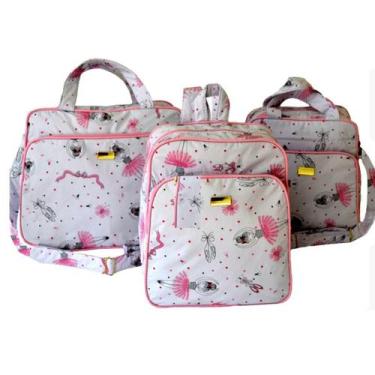 Imagem de kit Bolsa Mala Bebê Mochila menina BL  3pçs passeio Enxoval - RUBIAVI