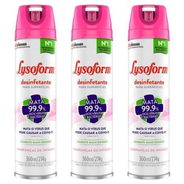 Imagem de Kit 3 Desinfetante Lysoform Aerossol Lembrança de Infância 360ml