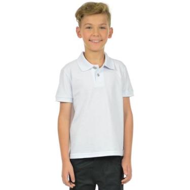 Imagem de Camisa Polo Piquet Infantil Unissex Fenomenal, Branco, 16