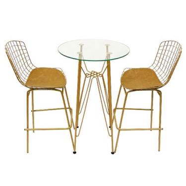 Imagem de Jogo de Mesa Ísis cor Dourado Fosco Bistrô Eames Eiffel 1,00 metro com