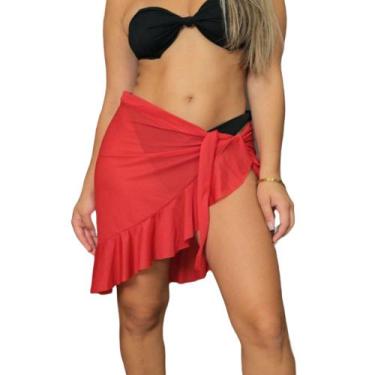 Imagem de Saída de Praia Canga Saia Moda Feminina Verão - Genérica, Vermelho