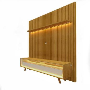 Imagem de Painel E Rack Ripado Com Led Nobre 185 Naturale Off White - Gelius - G