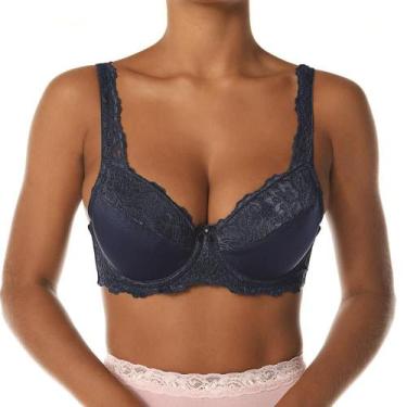 Imagem de Sutiã Sustentação com Renda DeMillus Iridien (65104), 46, Marinho