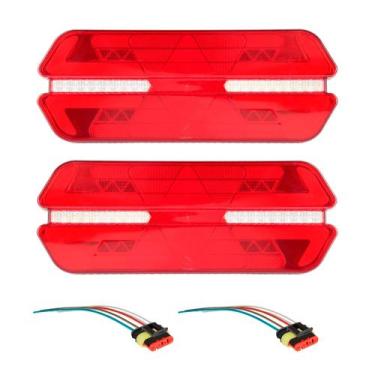 Imagem de Par Lanterna Traseira Led Triplo X Caminhão Carreta Universal Com Chic