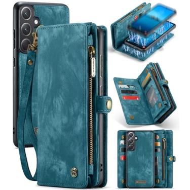 Imagem de Kowauri Capa carteira para Samsung Galaxy A35, carteira de couro fólio com zíper com suporte para cartão alça magnética removível à prova de choque capa traseira protetora para Samsung Galaxy A35 5G