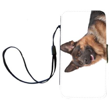 Imagem de Rikki Knight Capa carteira flip com design de cachorro pastor alemão com aba magnética para Apple iPhone 4 e 4s