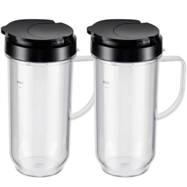 Imagem de Equust 4 peças de copos altos de 623 g com tampas flip-top para viagem, peças de reposição compatíveis com copos de liquidificador Magic Bullet de 250W MB1001