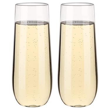 Imagem de hotder 2 peças de taças de champanhe 100% de plástico Tritan, taças de champanhe sem haste de 355 ml, taças de champanhe de plástico, recicláveis