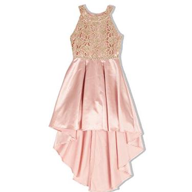 Imagem de Speechless Vestido de festa com gola redonda e bainha alta e baixa para meninas, Ouro rosa, 12