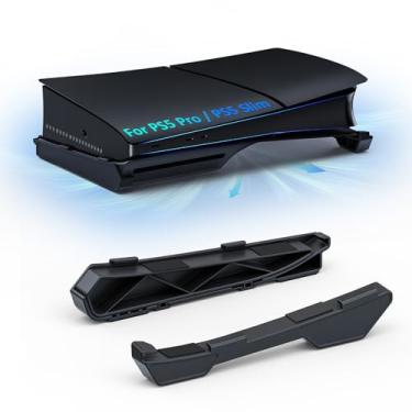 Imagem de NexiGo Suporte horizontal para novo console PS5 Slim e Pro, [design minimalista], suporte de base para acessórios PS5, compatível com PlayStation 5 Slim/Pro Disc e edições digitais, preto