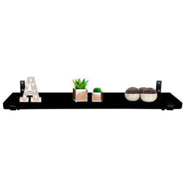 Imagem de Prateleira De Parede Madeira 60cm x 15cm Preta - F.A Marcenaria