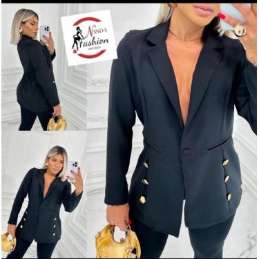 Imagem de Blazer Max com Botões /Moda Feminina  - Nanda Fashion Boutique , Preto