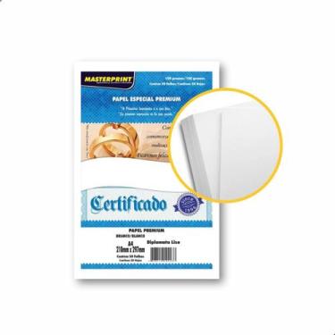 Imagem de Papel Certificado Diplomata Premium Liso 50 Folhas A4 Branco - Masterp