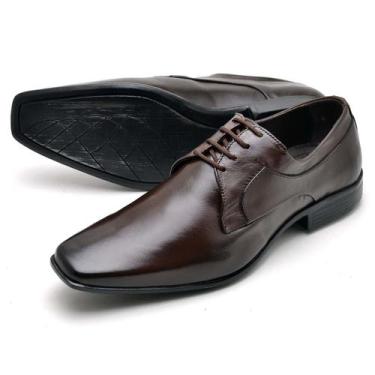 Imagem de Sapato Social Masculino Derby Luke Reta Oposta - 9904 - Café, 42, Masc