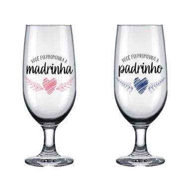 Imagem de Conjunto kit 2 Taças Para Convite Padrinhos Casamento Batizado lembran
