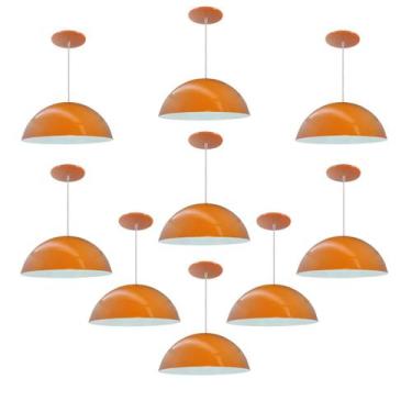 Imagem de Kit 9 Luminária Pendente Meia Lua 34cm Com Interior Branco Brilho Com 