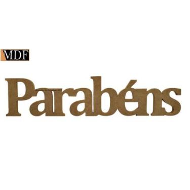 Imagem de Palavra Parabéns Mdf 15mm 53x12 Decoração Mdf Madeira - ATACADÃO DO AR