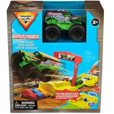Imagem de Carrinho Grave Digger e Rampa com Lançador Monster JAM SUNNY 3345