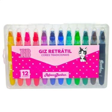 Imagem de Estojo GIZ de Cera Rebecca Bonbon Retratil 12 Cores Jumbo Escolar - Sk