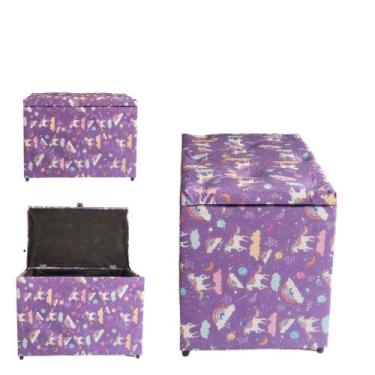 Imagem de Puff Bau Organizador E Decorativo 58x36x43 Ideal para Guardar Brinqued