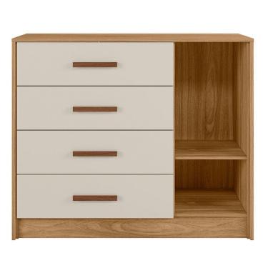 Imagem de Cômoda Infantil Para Quarto De Bebê Pérola 01 Porta 04 Gavetas Nature Off White - Abmaza