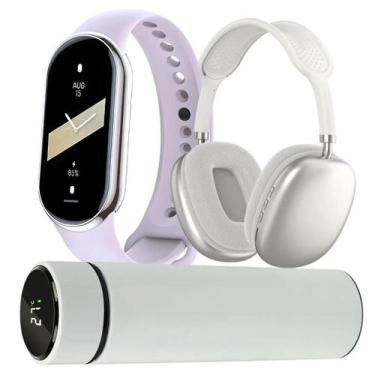 Imagem de Kit Garrafa térmica 500ml inox sensor Led   Smartwatch Y8  Fone Blueto