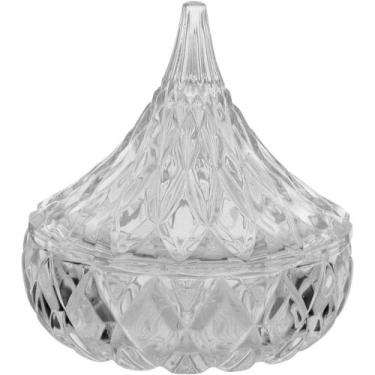 Imagem de Bomboniere Cachepot em Vidro Diamante c/Tampa Médio 12 x 13cm - Home &