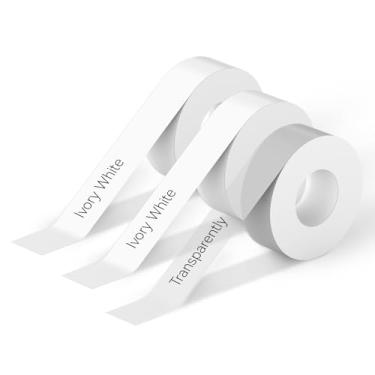 Imagem de PeriPage Fita de etiqueta contínua à prova d'água resistente a óleo, 1,4 cm x 4,2 m, sem BPA, compatível com mini impressoras de etiquetas P10/D11/D110 (2 rolos brancos 1 rolo transparente)