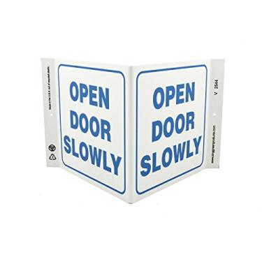 Imagem de Zing Green Products 2544 Placa de segurança "porta aberta lentamente" de plástico reciclado, 30,5 cm de comprimento, 17,8 cm de largura, 12,7 cm de altura