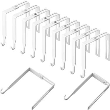 Imagem de Cabides ajustáveis para cubículos universal conjunto de ganchos de metal para espelho de porta, ajustável para painéis com espessura de 3,5 cm a 8,5 cm para quadro branco de escritório (branco, 8 peças)